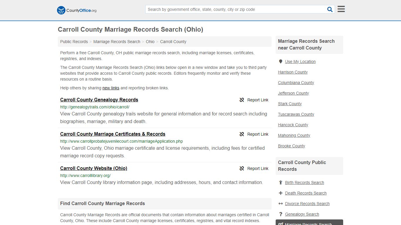 Marriage Records Search - Carroll County, OH (Marriage Licenses ...